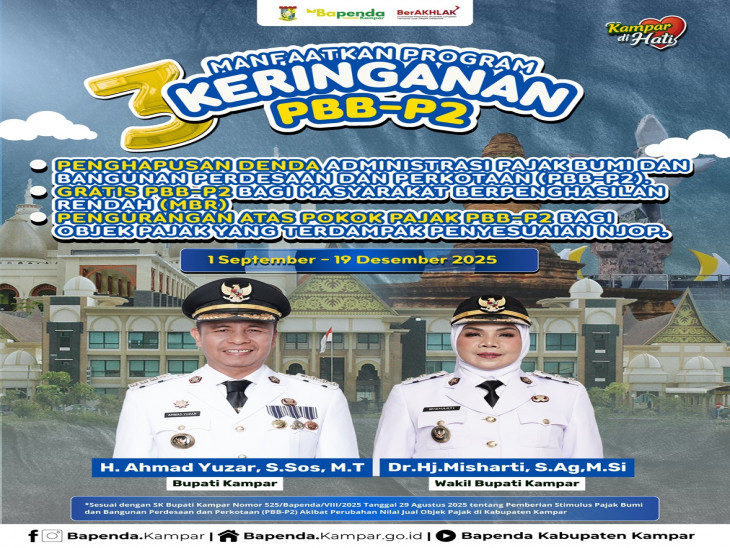 Bapenda Kampar Beri 3 Keringanan PBB-P2, Ringankan Beban Pajak Masyarakat